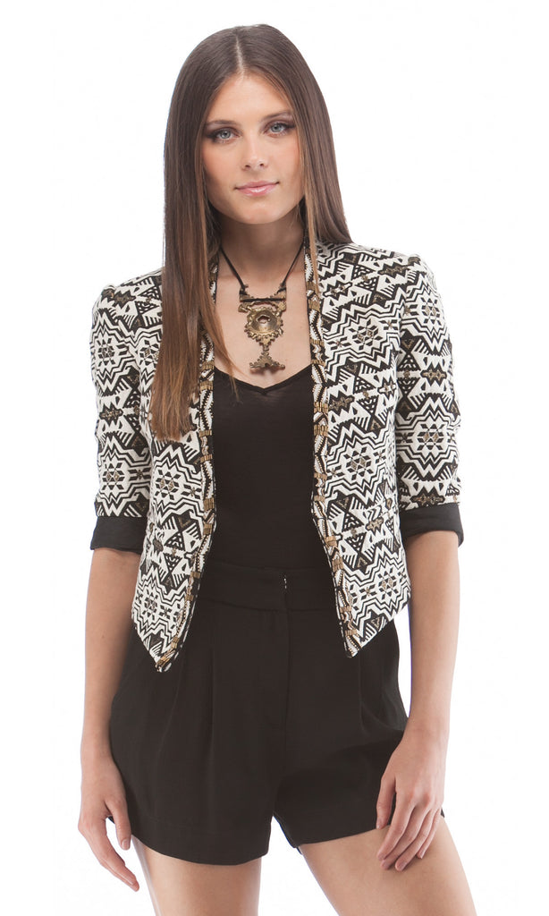 Crop Jacket With Beaded Trim