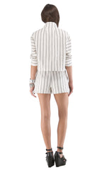 Cropped Rolled Sleeve Stripe Jacket