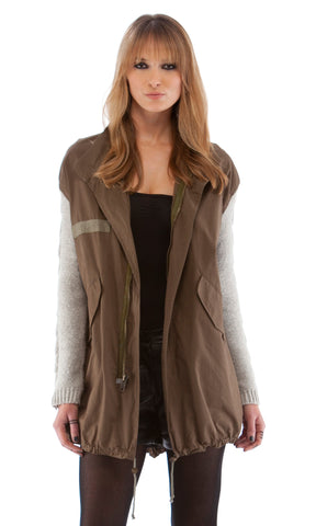Army Jacket with Cableknit Sleeve