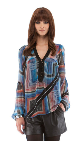 Bell Sleeve Blouse with Soutache