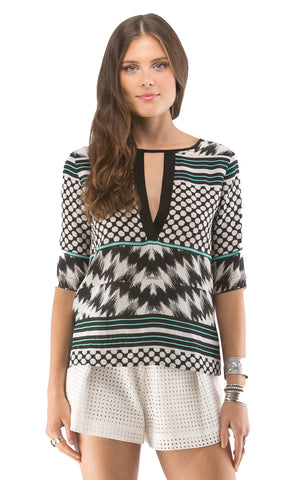 Contrast Placket Stripe Tee