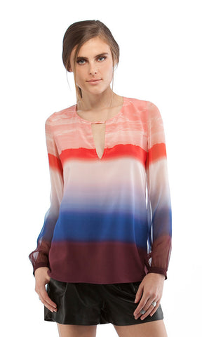 Contrast Sleeve Blouse