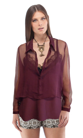 Cropped Blouse With Layered Lace Cami