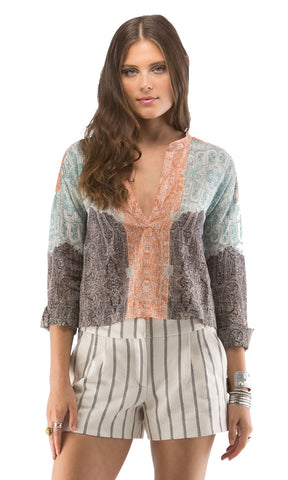 Cropped Long Sleeve Blouse