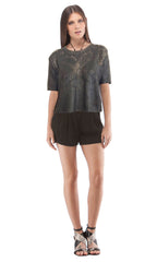 Cropped Sweater With Metallic Foil