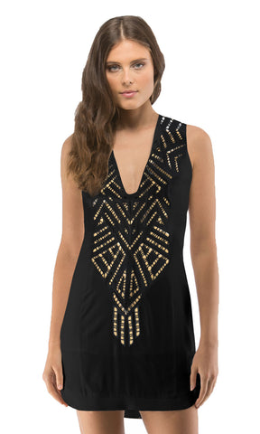 Cut-Out Embroidered Shift Dress