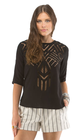 Cut-Out Embroidered Tee