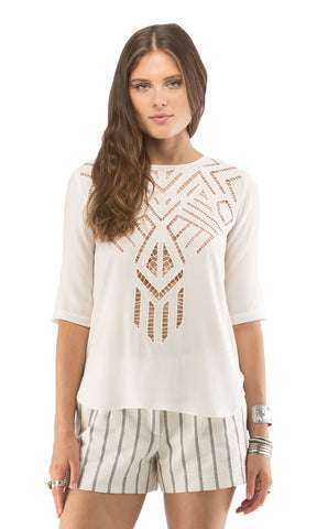 Cut-Out Embroidered Tee