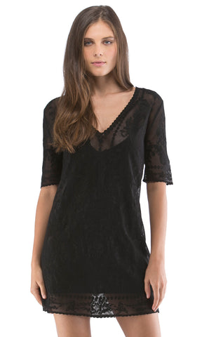 Embellished Mesh V Neck Dress