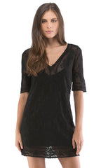 Embellished Mesh V Neck Dress