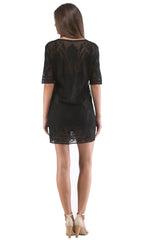 Embellished Mesh V Neck Dress