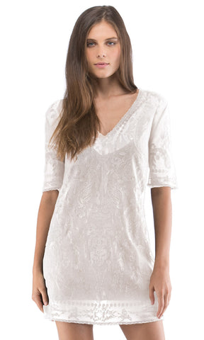 Embellished Mesh V Neck Dress