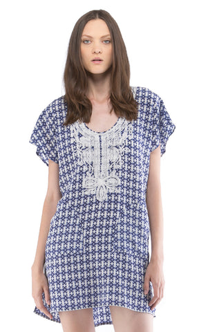 Embroidered Mini Caftan