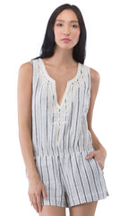 Embroidered Stripe Romper
