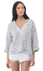 Embroidered Stripe Hoodie