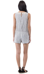 Embroidered Stripe Romper