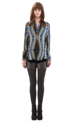 Royal Chevron Henley Blouse