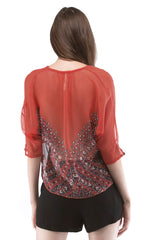 Coral Henley Blouse