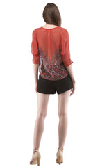 Coral Henley Blouse