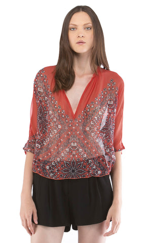 Coral Henley Blouse
