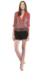 Coral Henley Blouse