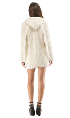 Hooded Fringe Cable Coat