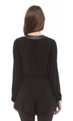 Leather Trim Romper