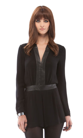 Leather Trim Romper
