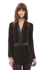 Leather Trim Romper