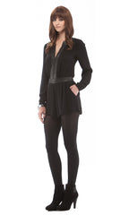 Leather Trim Romper