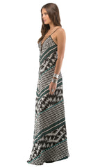 Lace Up Bias Stripe Maxi