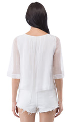 Lace Inset Peasant Blouse
