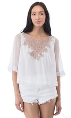 Lace Inset Peasant Blouse