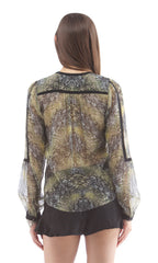 LONG SLEEVE INSET BLOUSE