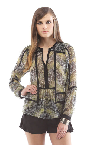 LONG SLEEVE INSET BLOUSE