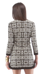Long Sleeve Shift Dress With Beaded Trim