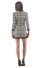 Long Sleeve Shift Dress With Beaded Trim