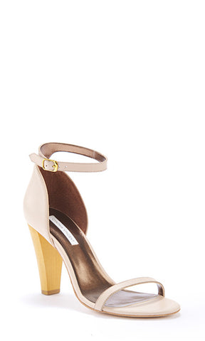 Mika Wood Heel Leather Strap Sandal