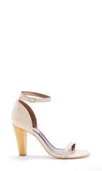 Mika Wood Heel Leather Strap Sandal