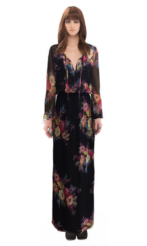Film Noir Pleated Bodice Maxi