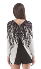 Printed Zip Back Sweater