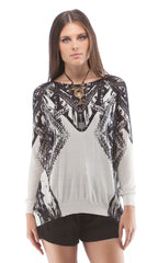 Printed Zip Back Sweater