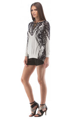 Printed Zip Back Sweater