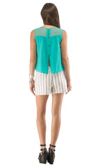 Shear Yoke Button Back Crop Top