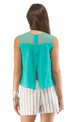 Shear Yoke Button Back Crop Top