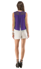 Shear Yoke Button Back Crop Top
