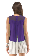 Shear Yoke Button Back Crop Top