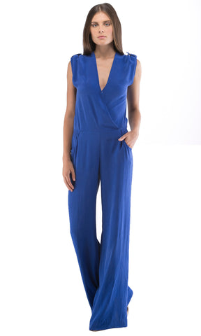 Sleeveless Jumpsuit With Epaulettes