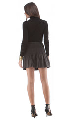 Smocked Waist Leather Skirt