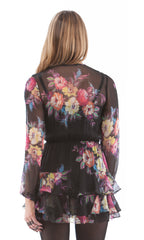 Film Noir Smocked Yoke Ruffle Dress